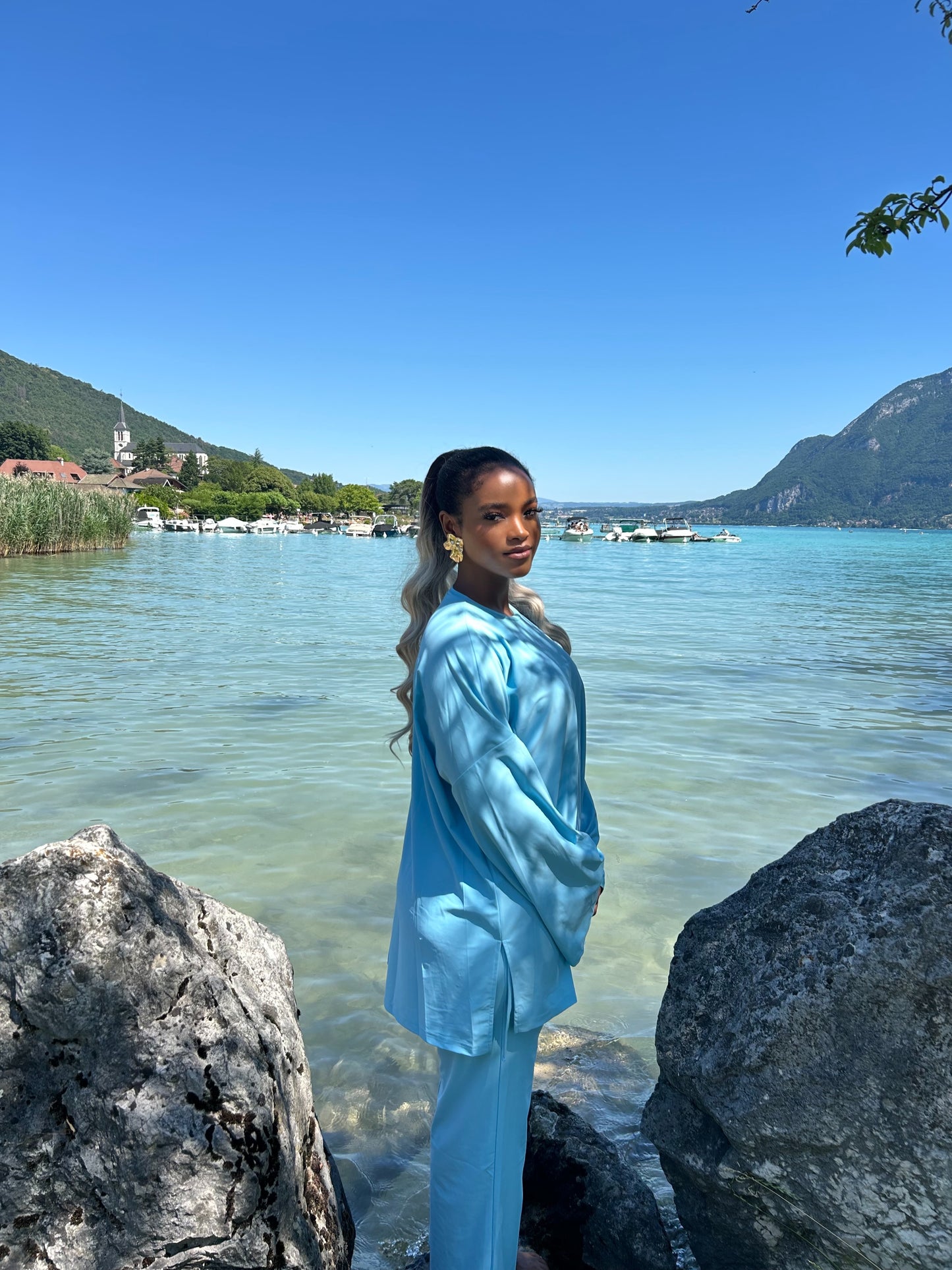 Burkini bleu modeste avec hijab inclus House of Noor
