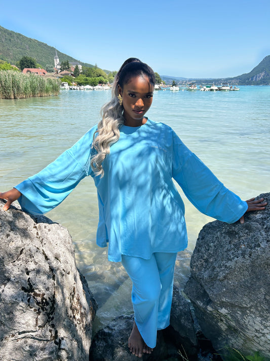 Burkini bleu modeste avec hijab inclus House of Noor